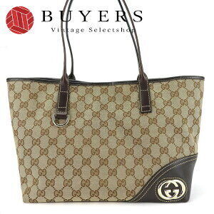 Gucci Tote Bag Interlocking GG Canvas Leather Beige Tan Brown
